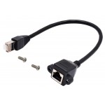 RJ45 Male to Female Screw Panel Mount Ethernet LAN Network Extension Cable