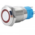 RED 12 mm 12V-24V Momentary Metal Switch Ring Indicator