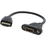 HDMI Male to HDMI Female Extension Cable panel mount (30cm)